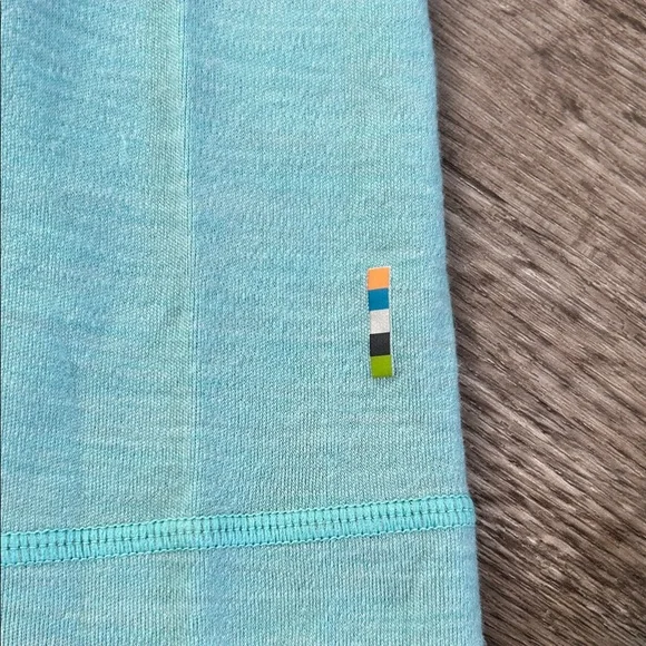 Smartwool Merino 250 Woman’s Quarter Zip Turtleneck Sweater Geometric Teal Aqua - Picture 8 of 8